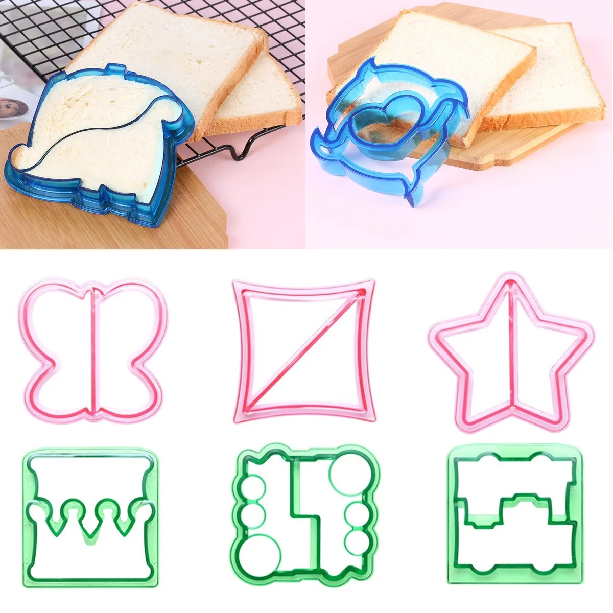 Sandwiches Cutters Maker Food Cutting Bread Plastic Mold for Baking Children Gift Kids Lunch cutter Sealer Kitchen Accessories