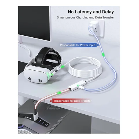 USB3.2 Gen1 VR Link Кабель для быстрой зарядки VR Link Кабель типа A к C для Oculus Quest 3S 3 2/PICO Neo 3/PICO 4 VR Аксессуары
