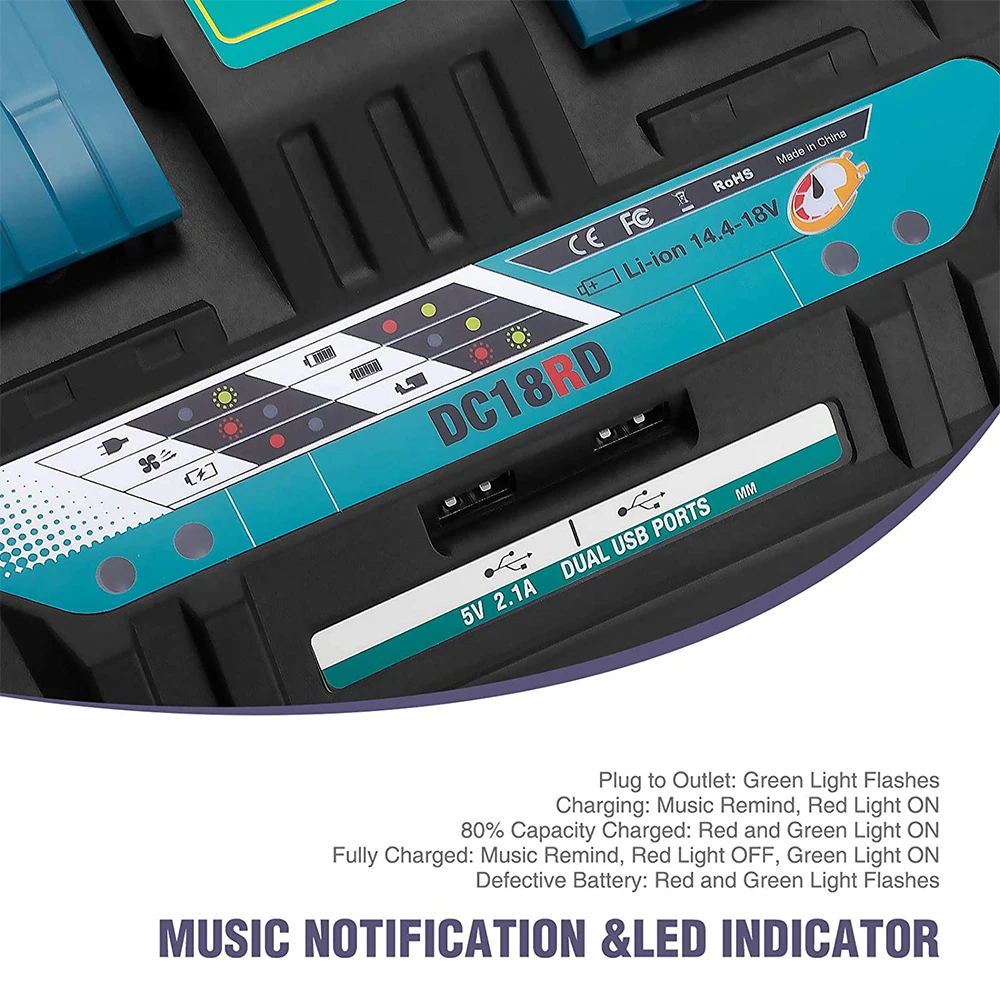 Зарядное устройство с двумя портами 18 В постоянного тока для литий-ионных