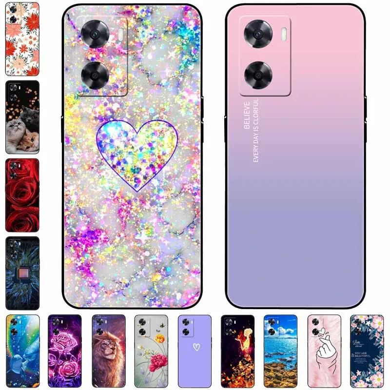 

For Oppo A57s 4G Case A 57s Capa Silicone Painted Soft Black Cover for Oppo A57e Cover 6.56'' 2022 TPU Coque Protective Cases