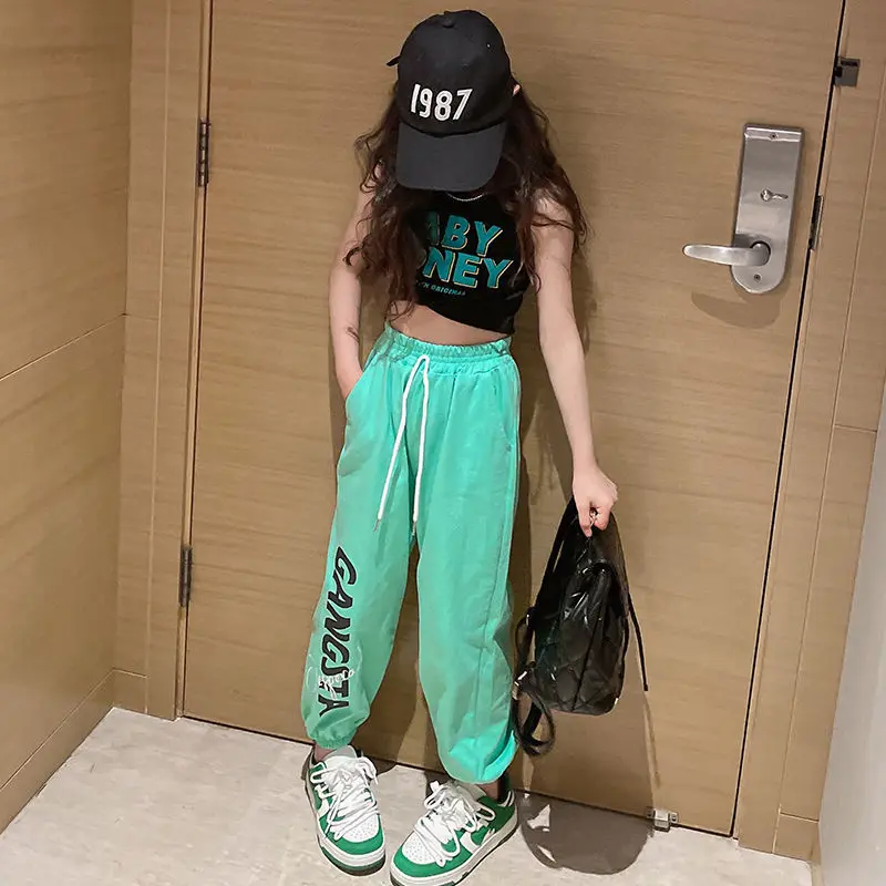 

Летний Повседневный хлопковый однотонный пуловер для девочек, комплект из 2 предметов, женская одежда для девочек 10, 12, 13, 14 лет