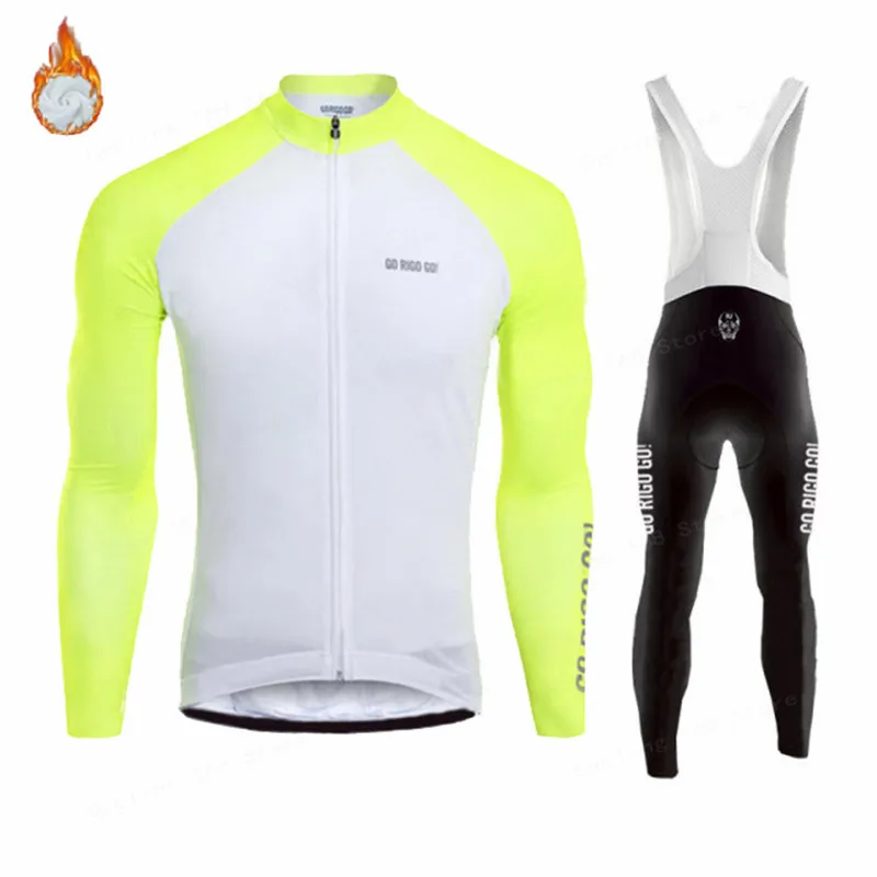

2022 New GO RIGO GO Winter Cycling Clothing Men Long Sleeve Bike Clothing Thermal Fleece Maillot Ropa Ciclismo Bicycle Uniforme