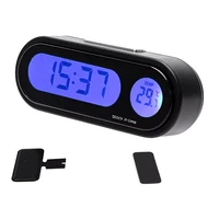 portable mini car digital lcd temperature dashboard clock vehicle thermometer led clock with backlight auto decoration styling