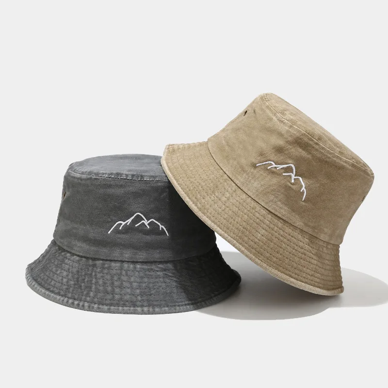 

GQILYYBZ washed old mountain embroidered fisherman hat vintage men and women outdoor sports climbing fishing men's caps