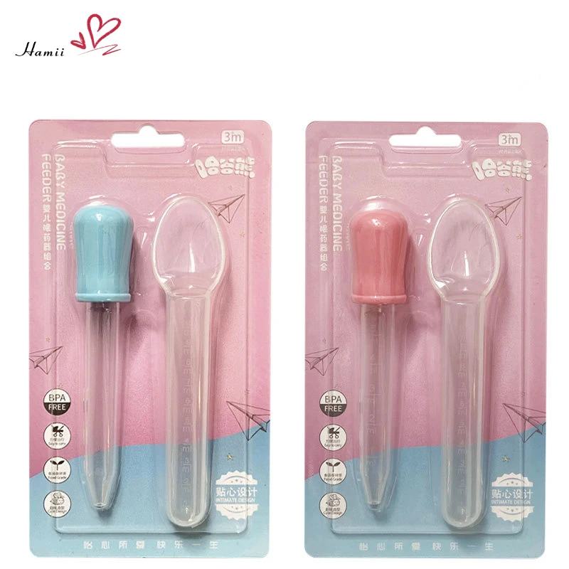 

2Pcs Baby Medicine Feeder Baby Dropper and Spoon Medicine Device Feeder Silicone Pipette Liquid Food Dropper Infant Utensils 5ML