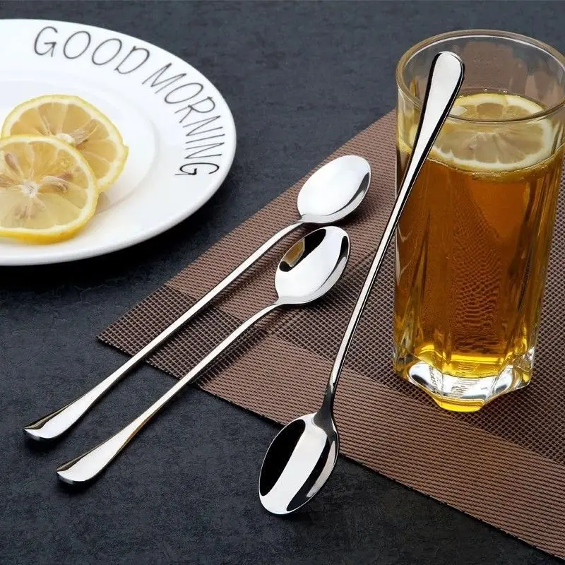 

Hot Stainless Steel Long Handle Spoon Creative Korean Tea Coffee Ice Cream Teaspoons