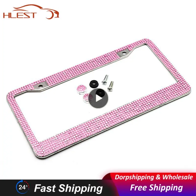 

1~10PCS Diamond License Plate Frame For US Car Bling Glitter Rhinestone Holder