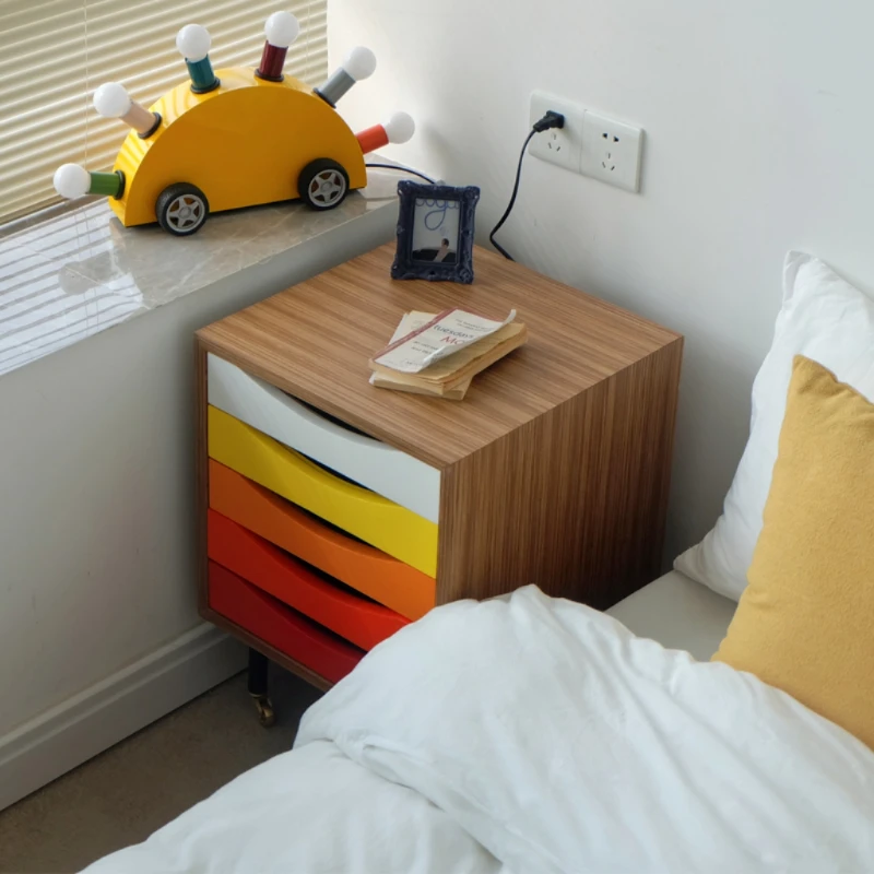 

Nordic Mid-Ancient Bedside Table Modern Light Luxury Home Bedroom Bedside Cabinet Designer Art High-Grade Bedside Table