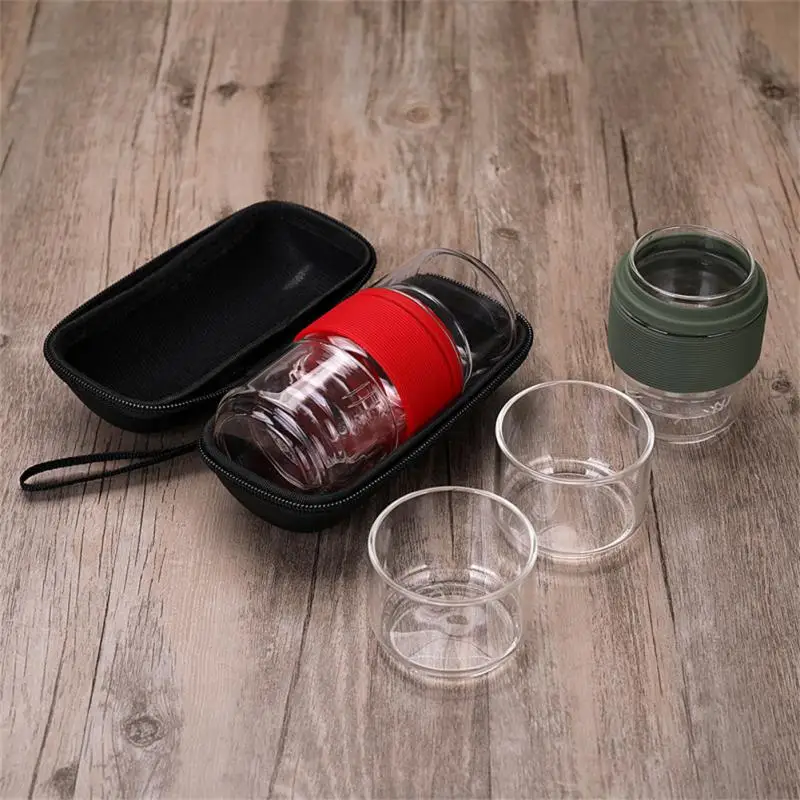 

A Set Of Multi-use Cups Glass Express Cup Convenient Storage High Borosilicate Glass Tea Set Creative Water Glass Tea Cup Teacup