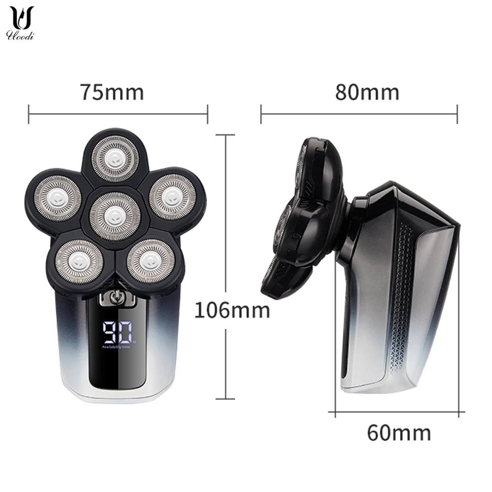 

6 in 1 Rechargeable Electric Shaver 6 Floating Heads Bald Electric Shaver Grooming Kit Shaver For Men
