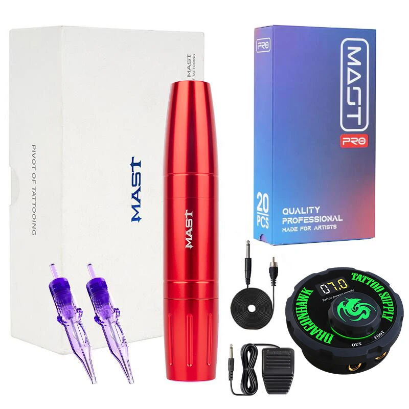 

Mast Magi Tattoo Machine Pen Mini Power Supply LCD Display Screen Makeup Permanent Eyebrows Lip Cartridge Needles Tattoo Set