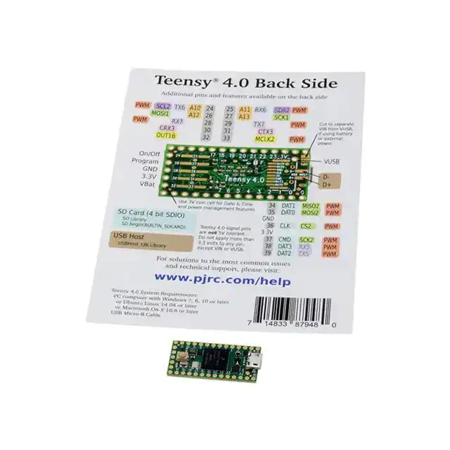 

DEV-15583 RT1062 Teensy 4.0 series ARM® Cortex®-M7 MPU Embedded Evaluation Board MCU