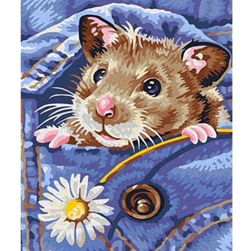 

GATYZTORY Paint By Numbers For Adults Children Hamster Animal HandPainted Oil Painting Kill Time Unique Gift Wall Decor