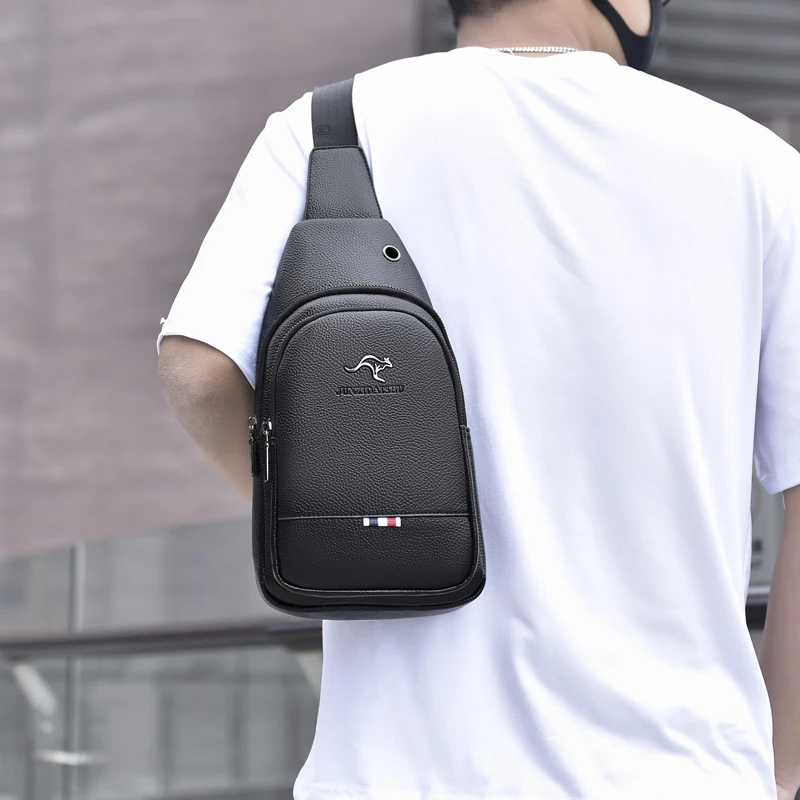 Men’s Chest Pack Crossbody Bag Luxury Design Durable PU Leather Vintage Leisure Man Handbag Shoulder Bags