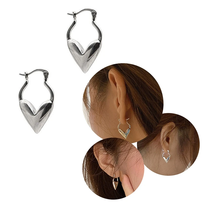 Серьги-кольца серебристого цвета модные простые элегантные женские серьги в