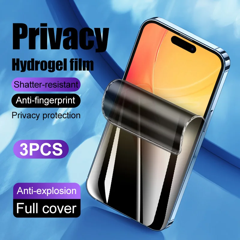 3 шт. Гидрогелевая Защитная пленка для iPhone 14 Pro 15 Plus 13 12 Mini 11 XR XS Max X