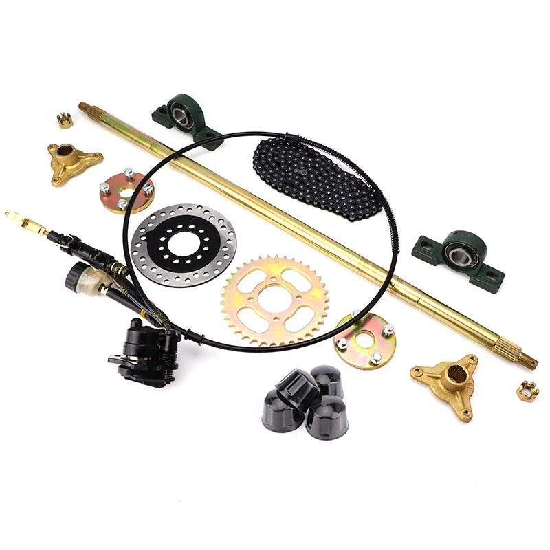 

Задняя ось 1000 мм 850 мм в сборе с 428 # 140L цепь 37T звездочка гидравлический тормозной комплект для DIY электрический картинг ATV UTV Buggy Quad