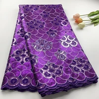 fashion sequins lace fabric bridal purple color french african nigerian latest design high quality tulle 2022 stylish embroidery