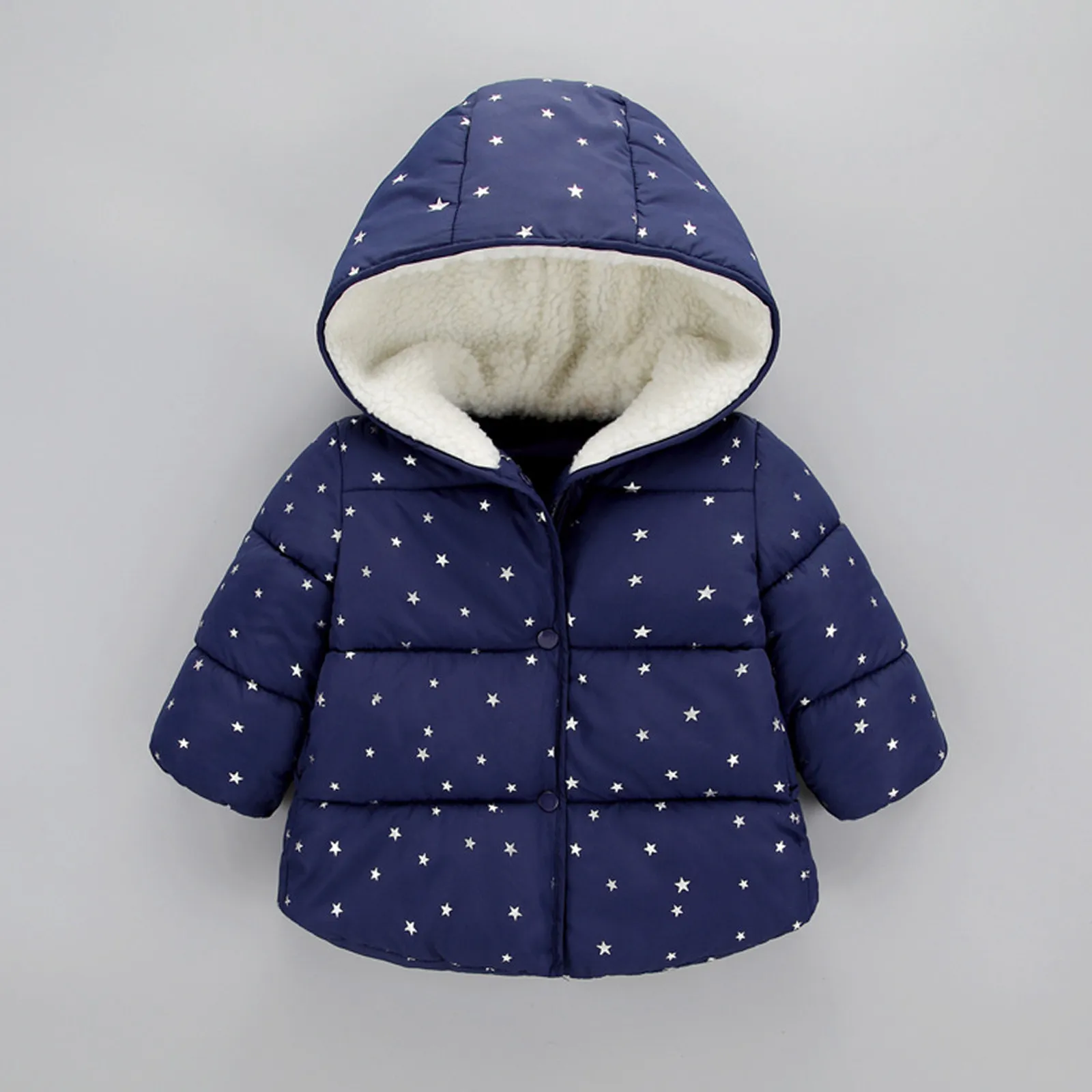 Baby Winter Printed Outerwear Infant Baby Boys Girls Hooded Outercoat Cashmere Coat Autumn Winter Padded Jacket Clothes  Coat