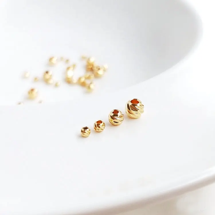 

20PCS 14K Gold Color Plated Brass Spacer Beads Faceted Beads High Quality For Jewellery Making