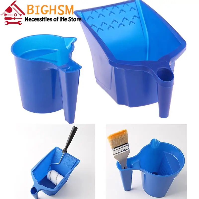 

1Pcs Paint Roller Tray Brush Holding Paint Cup New Material Convenient Construction Reusable Blue Plastic Paint Tool Set