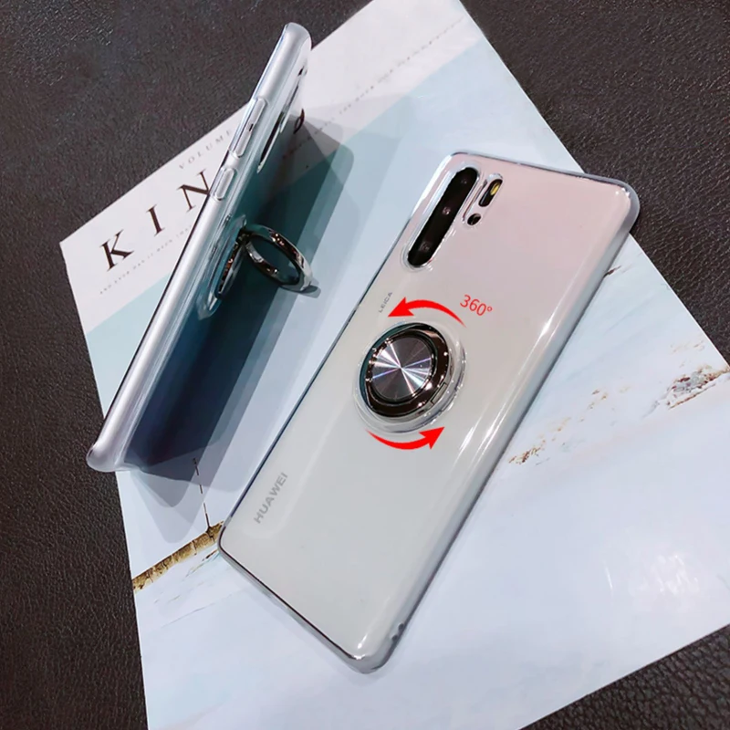 Transparent Silicone Magnetic Case For Huawei P30 P20 Pro Lite P30Pro P30Lite P20Pro P40Pro Soft Cover With Ring Holder Stand on