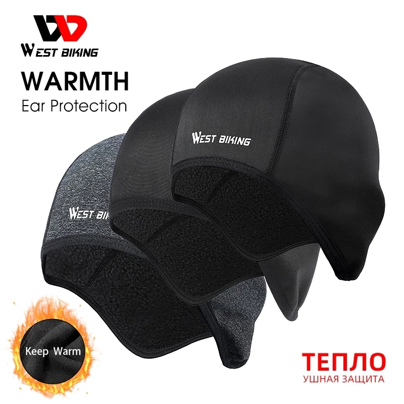 

Winter Cycling Cap Windproof Thermal Skull Cap Helmet Liner Running Skiing Motocycle Riding Men MTB Bike Hat With Glasses Hole