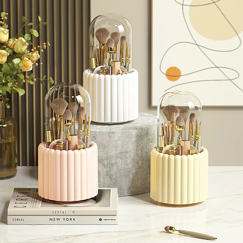 360 ° Вращающийся держатель для кистей макияжа с крышкой органайзер губной помады