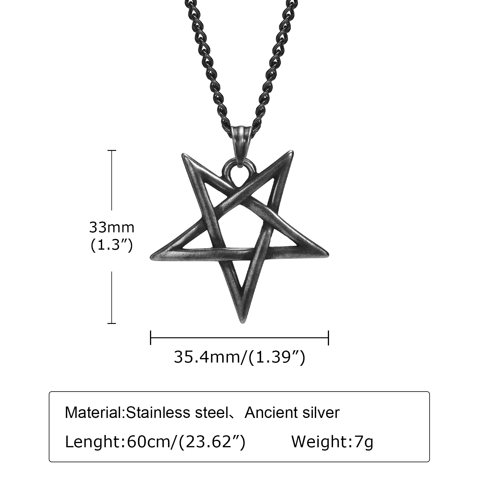 Фото Мужские ожерелья Star of David, водонепроницаемый воротник из нержавеющей стали подвеска-шестиугольник, ретро амулет, Подарки для него, ювелирные изделия №5