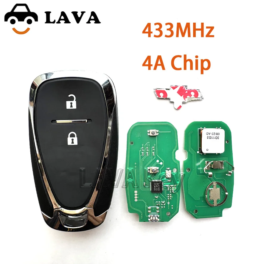 

Ключ LAVA для 4A с чипом, 433 МГц, 2/3 кнопки, дистанционный автомобильный ключ с дистанционным управлением для Chevrolet Orlando JM Trax Tracker