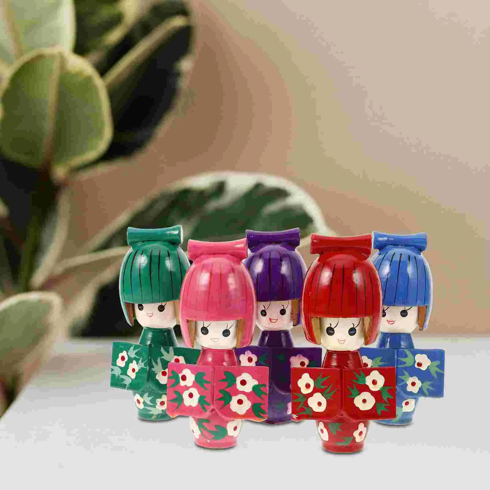 5 шт. кимоно куклы японские самурай мини домашняя деревянная фигурка сувениры