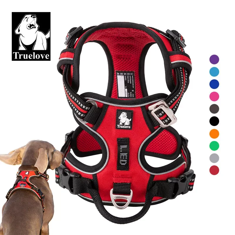 

2023NEW Truelove Front Nylon Dog Harness No Pull Vest Soft Adjustable Safety Harness For Dog Small Large Running Training French