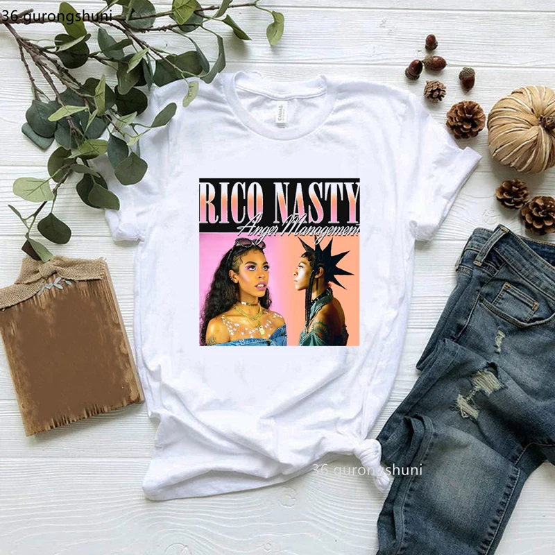 

New hot sale women's tshirt Rico Nasty graphic print T-Shirt Female summer Harajuku shirt 90s girls tshirt tops drop shipping
