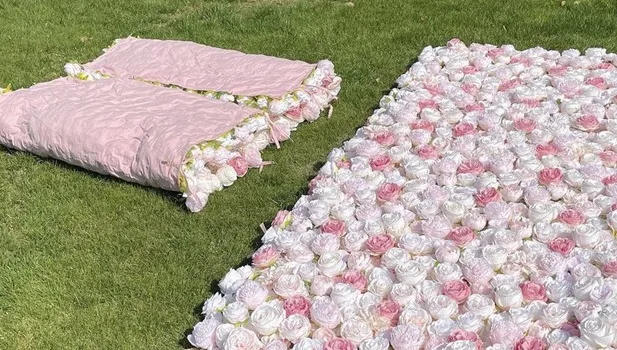 Цветочная стена ручной работы из искусственного шелка Свадебные домашний декор