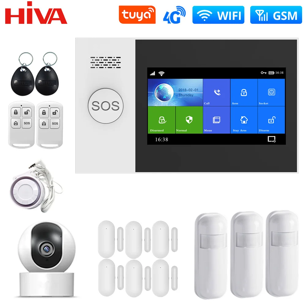 Система сигнализации PG107 4G WiFi GSM для домашней безопасности с IP-камерой пассивным