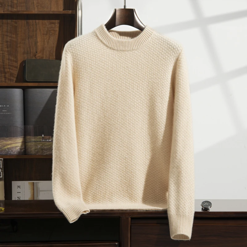 Зимний утепленный свитер из 100% чистого кашемира мужской вязаный пуловер с