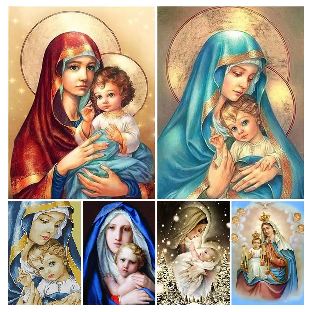 

5D Diy Diamond Painting Virgin Mary Icon Embroidery Religion Full Square/round Mosaic Christian Cross Stitch Home Decor Art Gift
