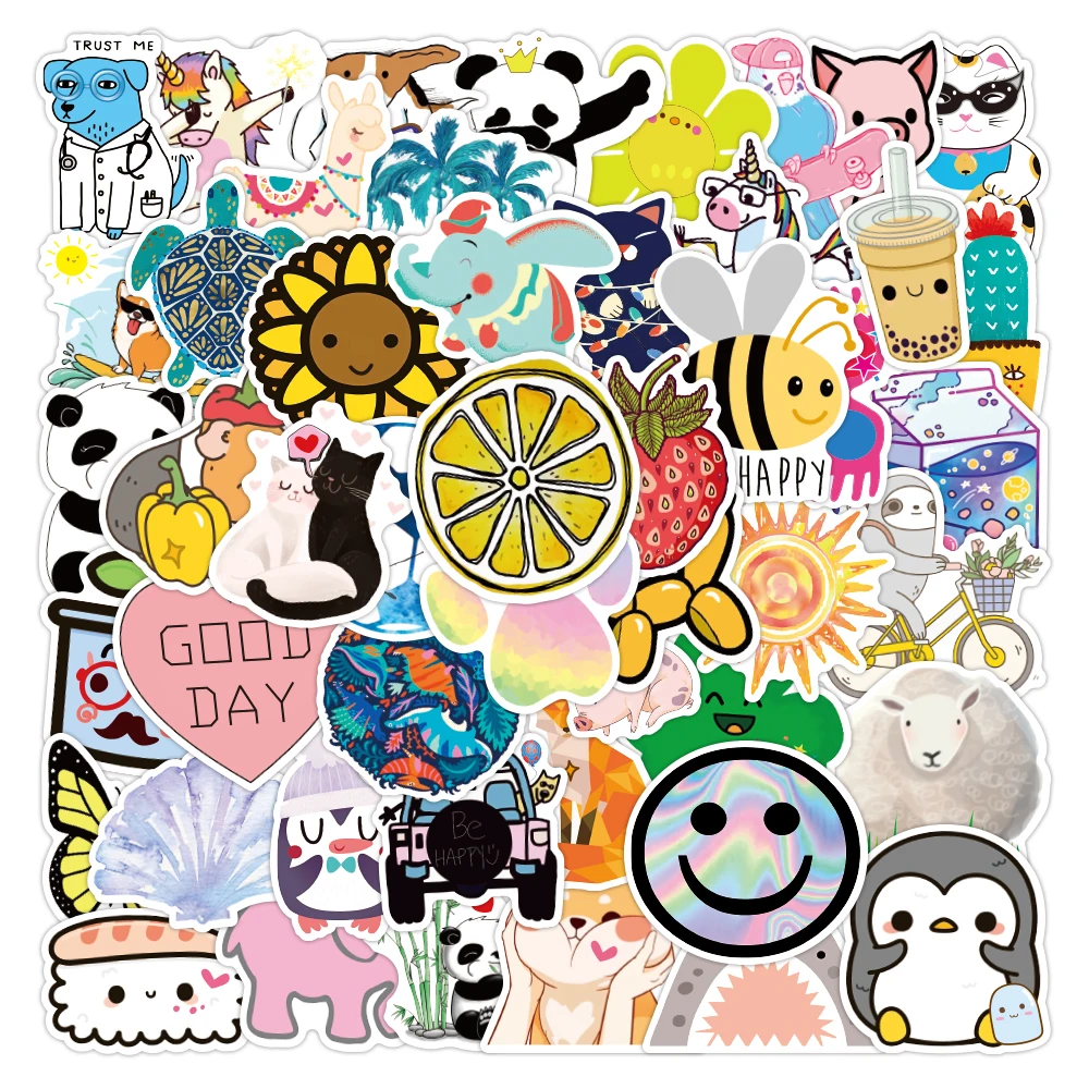 

50Pcs Cute Mix Animals Cartoon Graffiti Stickers Pack Decals For Luggage Phone Stationery Diy Laptop Kids Toys Baby Scrapbooking