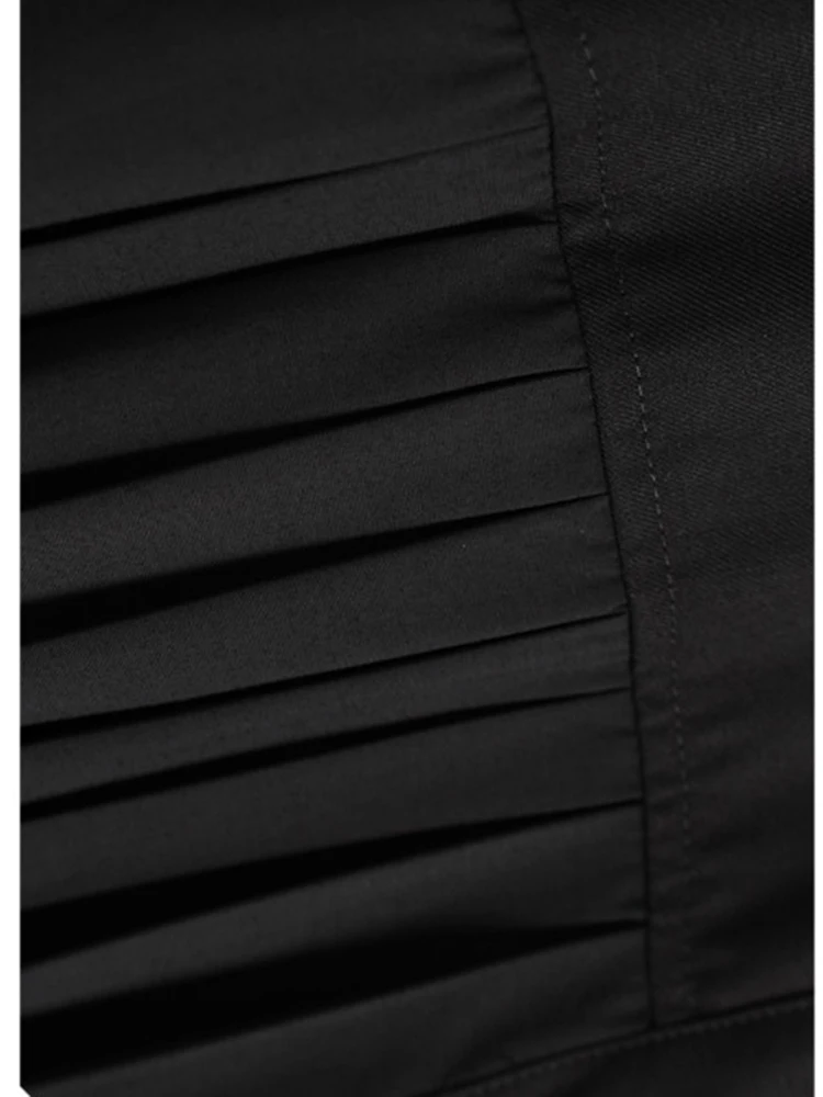 [EAM] Женская Черная Асимметричная плиссированная блуза большого размера новая