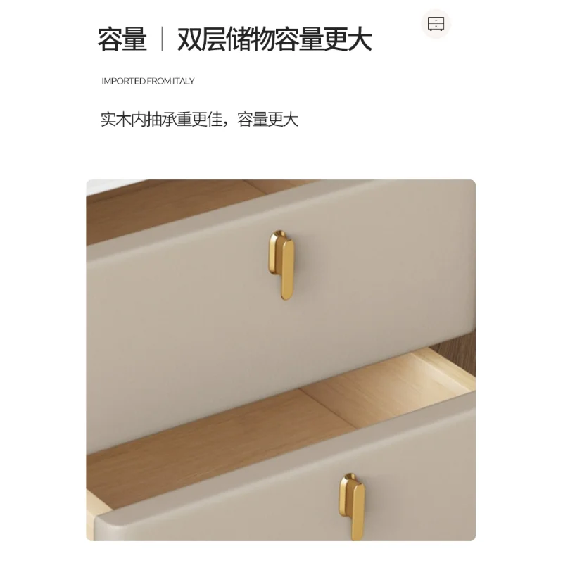 

Simple modern bedside table, home bedroom, light luxury solid wood slate storage cabinet, small Italian bedside storage cabinet