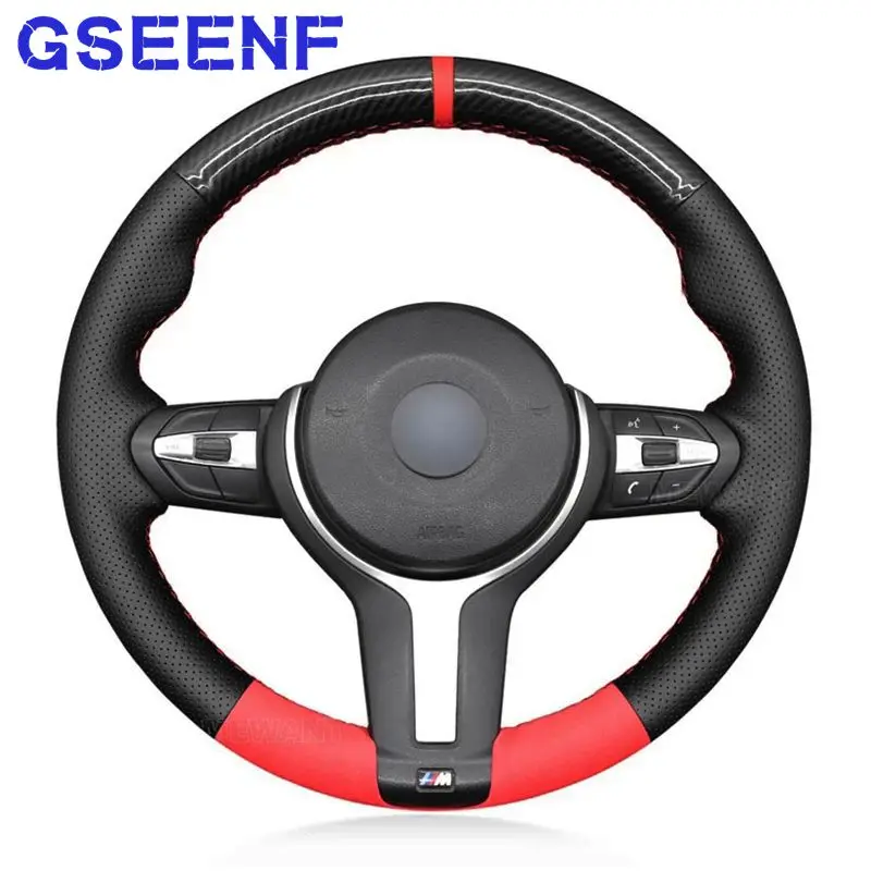 

For BMW M Sport F30 F31 F34 F10 F11 F07 F45 F46 F22 F23 M235i M240i Genuine Leather Black Suede Car Steering Wheel Cover