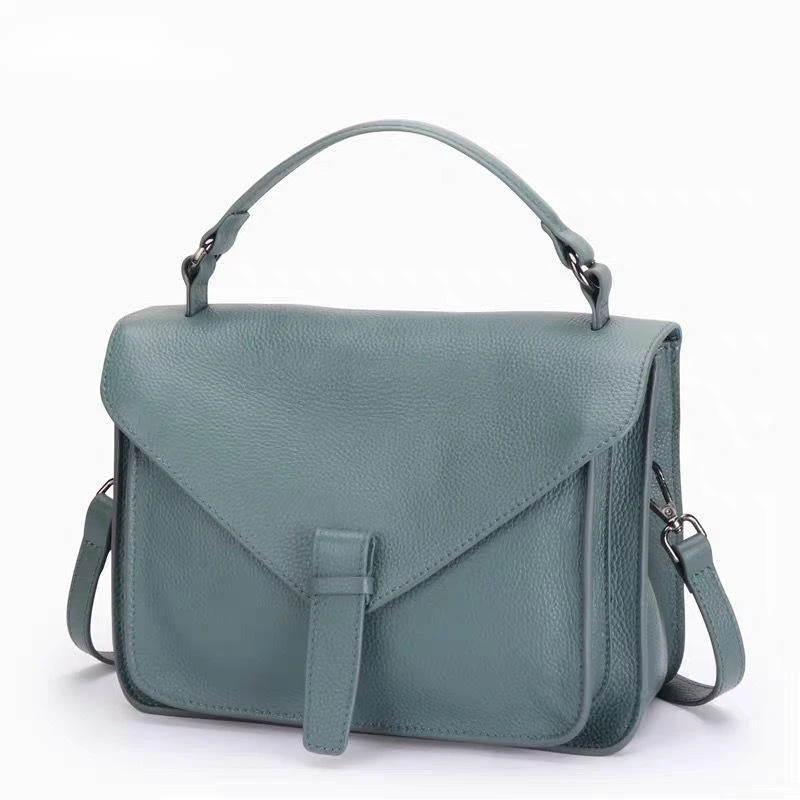 

Leather women's lace up bag 2022 women's Lace Up Bag Handbag - all solid leisure bag cow women's handbag