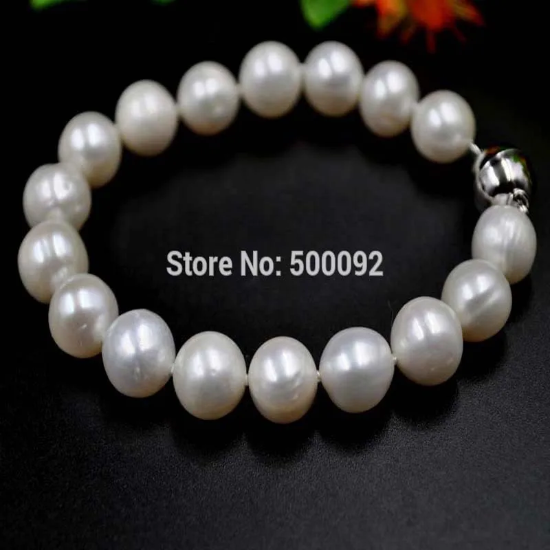 

Genuine 9.5-10mm cultured freshwater pearl bracelet free shipping