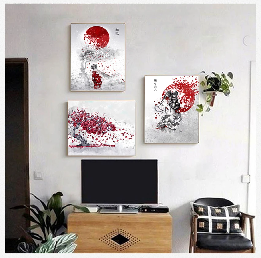 Kanji холст искусство Масляная Живопись стены картины для гостиной плакат печать