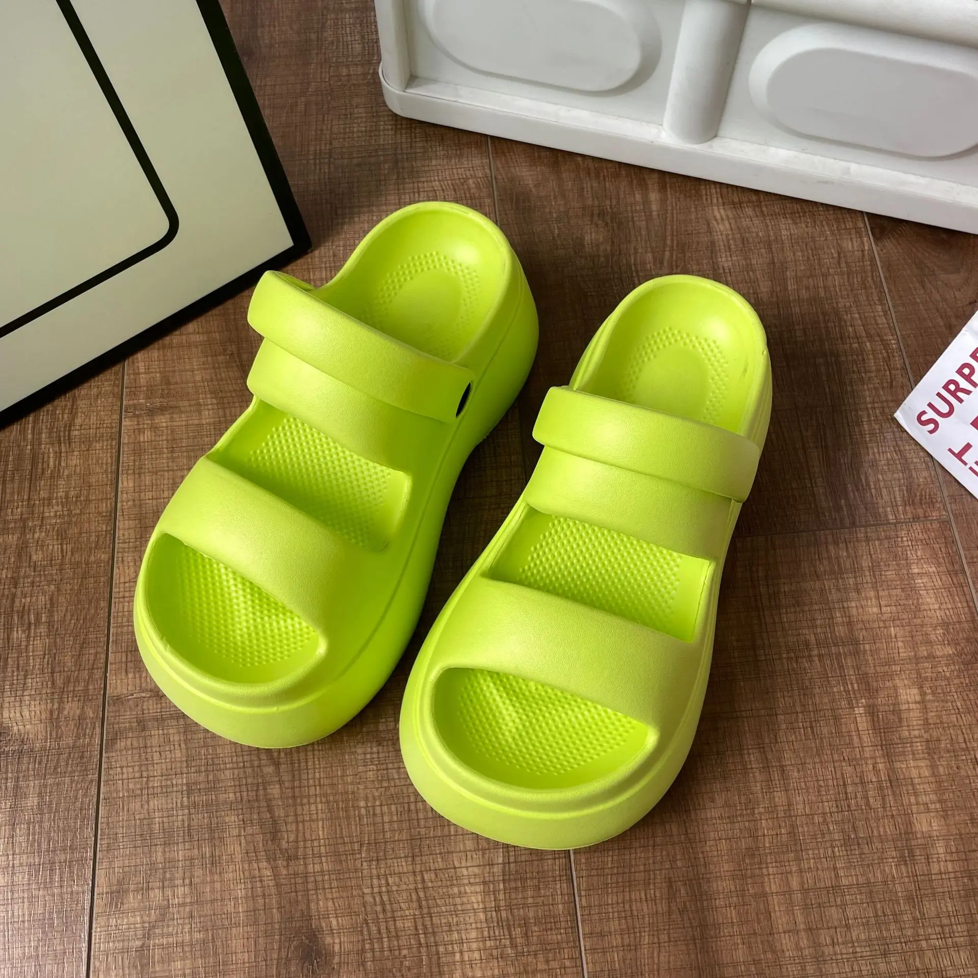 Summer EVA Simple Thick Sole Women's Sandals and Slippers New Trend Indoor and Outdoor Wear Elevated Beach Sandals and Slippers