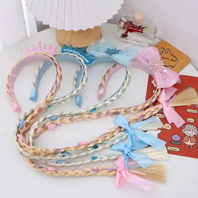 

8Pcs/Lot Princess Cosplay Weaving Braid Tangled Kids Rapunzel Headband Baby Hair Girl Wig Girls Headband Kids Hair Hoop Braided