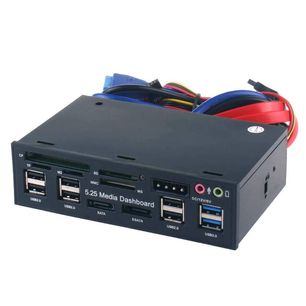 

5.25inch Internal Optical Drive Front Panel Media Dashboard Multifuntion Accessories All In 1 Audio Hub Card Reader PC ESATA