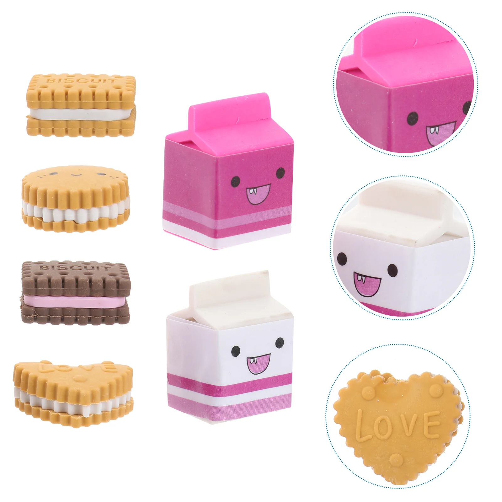 

6pcs Creative Erasers Box Biscuit Erasers for School Children Students