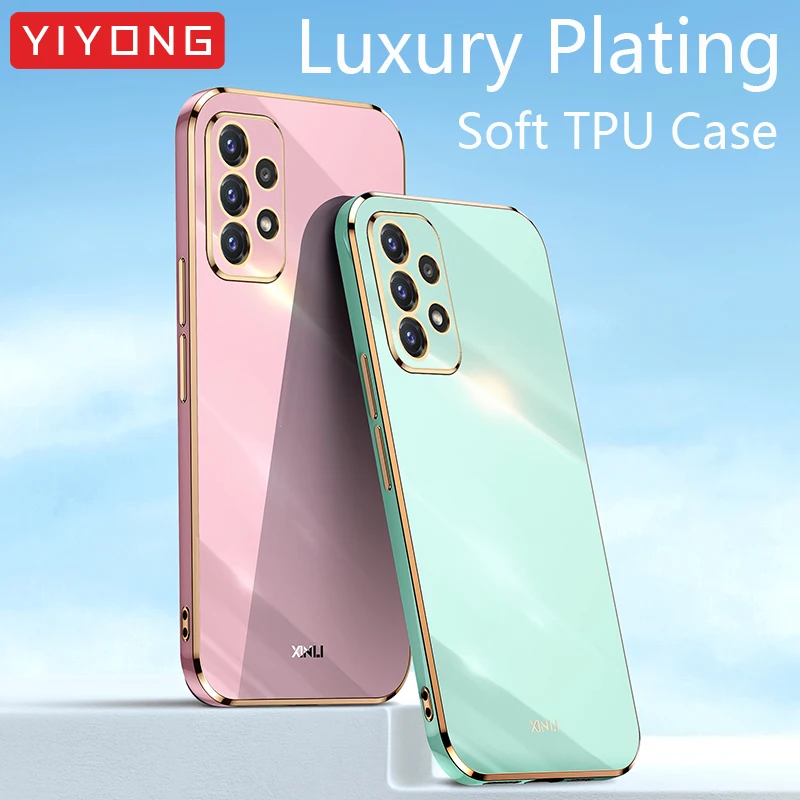 

A52 Case YIYONG Plating Silicone Ring Holder Cover For Samsung Galaxy A72 A12 A22 A32 M32 M23 M33 M53 A13 A23 A33 A53 A73 Cases