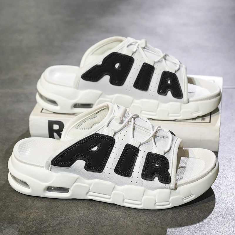 Мужские Нескользящие Боковые Шлепанцы Летняя Пляжная Повседневная Обувь